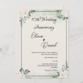 Simple Greenery Wedding Anniversary Invitations Kaart (Voorkant / Achterkant)