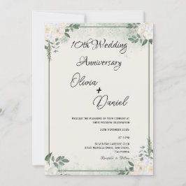 Simple Greenery Wedding Anniversary Invitations Kaart