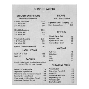 Simple Grey Beauty Salon Service Menu Poster Perfect Poster