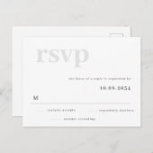Simple Grey Response Wedding RSVP Briefkaart (Voorkant / Achterkant)