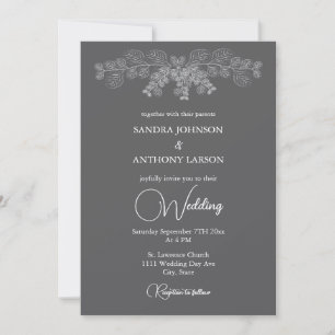 Simple Gris Line Art Eucalyptus Faire-part de mari