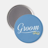 Simple Groom Floral Mariage Calligraphie | Aimant (Recto/Verso)