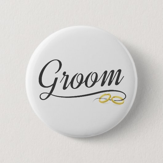 Simple Groom Floral Wedding Calligraphy Pin Button (Voorkant)