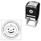 Simple Halloween Pumpkin Round Message Zelfinktende Stempel (In situ)