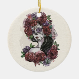 Simple Hand-draw Dia de los Muertos Versiering Keramisch Ornament