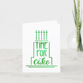 Simple Hand Drawn Cake Happy Birthday Green Kaart