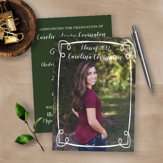 Simple Hand Drawn Lijst Photo Afstuderen Aankondiging