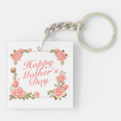 Simple Happy Moederdag Floral Lijst Sleutelhanger (Achterkant)