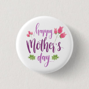 Simple Happy Moederdag Floral   Pin-Button Ronde Button 3,2 Cm