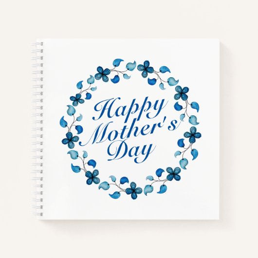Simple Happy Moederdag Floral Wreate Notitieboek (Voorkant)