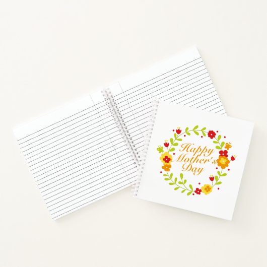 Simple Happy Moederdag Floral Wreate Notitieboek (Binnen)