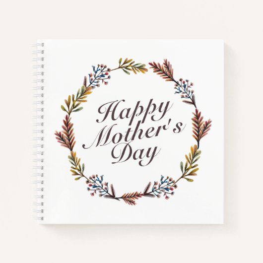 Simple Happy Moederdag Floral Wreate Notitieboek (Voorkant)