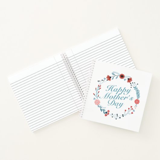 Simple Happy Moederdag Floral Wreate Notitieboek (Binnen)
