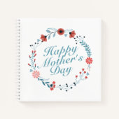 Simple Happy Moederdag Floral Wreate Notitieboek (Voorkant)