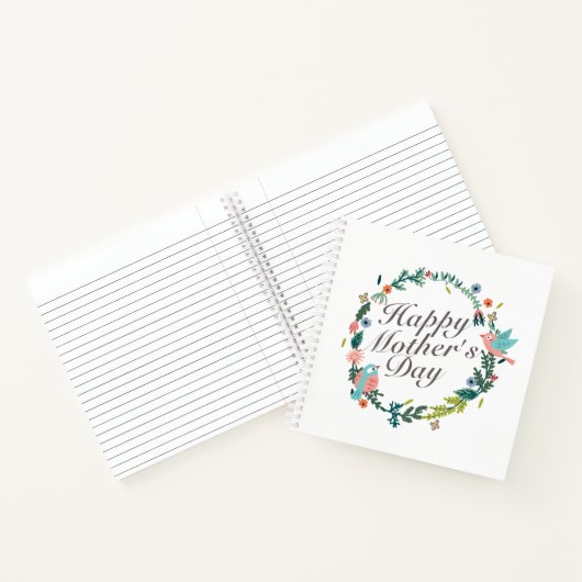 Simple Happy Moederdag Floral Wreate Notitieboek (Binnen)