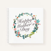 Simple Happy Moederdag Floral Wreate Notitieboek (Voorkant)