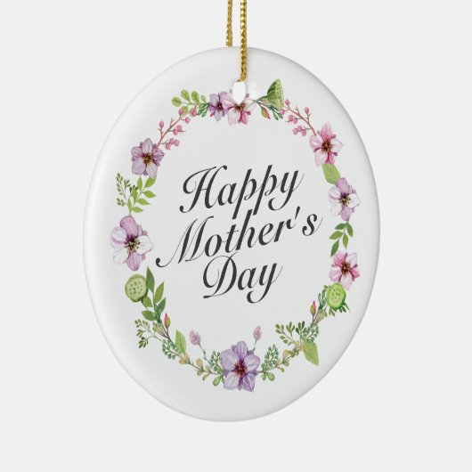 Simple Happy Moederdag Floral Wreate Ornament (Rechts)