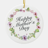 Simple Happy Moederdag Floral Wreate Ornament (Voorkant)