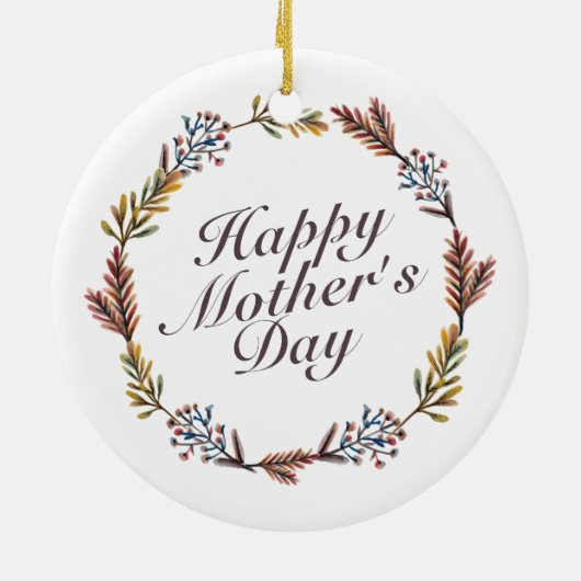 Simple Happy Moederdag Floral Wreate Ornament (Achterkant)