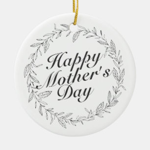 Simple Happy Moederdag Floral Wreate Ornament