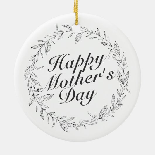 Simple Happy Moederdag Floral Wreate Ornament (Achterkant)