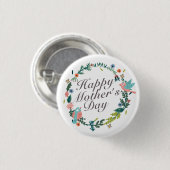 Simple Happy Moederdag Floral Wreath Button (Voorkant /achterkant)