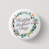 Simple Happy Moederdag Floral Wreath Button (Voorkant)