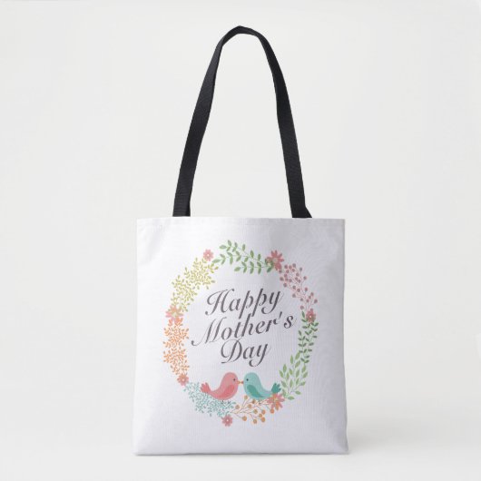 Simple Happy Moederdag Floral Wreath Canvas tas (Voorkant)