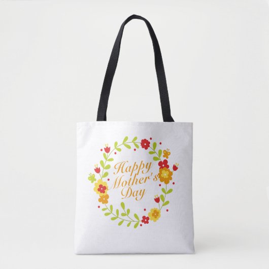 Simple Happy Moederdag Floral Wreath Canvas tas (Voorkant)
