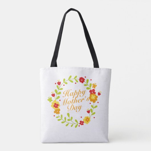 Simple Happy Moederdag Floral Wreath Canvas tas (Achterkant)