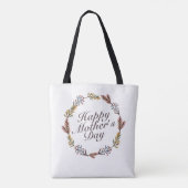 Simple Happy Moederdag Floral Wreath Canvas tas (Achterkant)