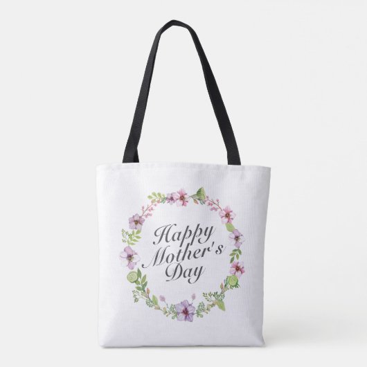 Simple Happy Moederdag Floral Wreath Canvas tas (Achterkant)