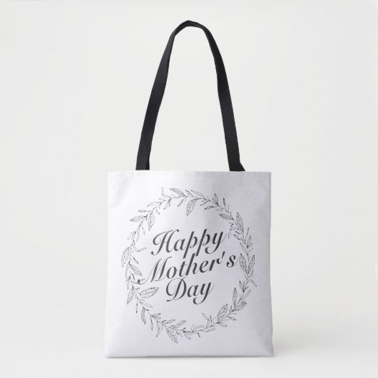 Simple Happy Moederdag Floral Wreath Canvas tas (Voorkant)