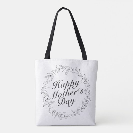 Simple Happy Moederdag Floral Wreath Canvas tas (Achterkant)