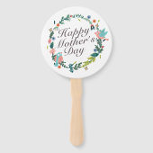 Simple Happy Moederdag Floral Wreath Hand Fan Handwaaier (Voorkant)