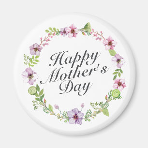 Simple Happy Moederdag Floral Wreath Magnet Magneet