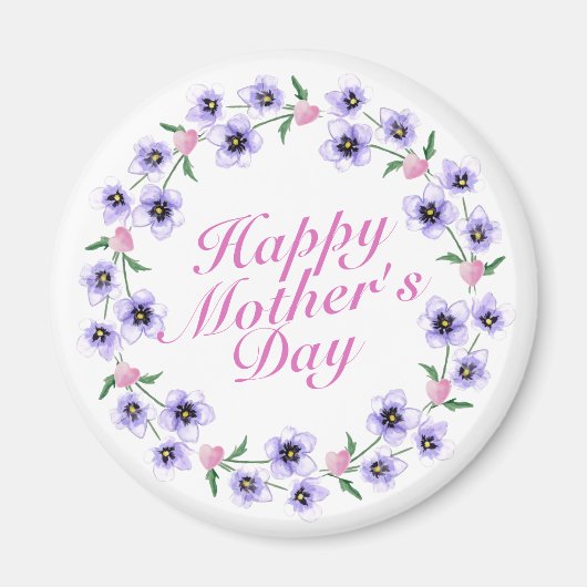 Simple Happy Moederdag Floral Wreath Magnet Magneet (Voorkant)