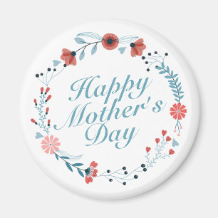 Simple Happy Moederdag Floral Wreath Magnet Magneet