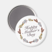 Simple Happy Moederdag Floral Wreath Magnet Magneet (Voorkant / Achterkant)