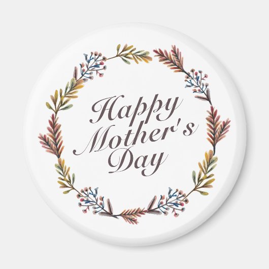 Simple Happy Moederdag Floral Wreath Magnet Magneet (Voorkant)