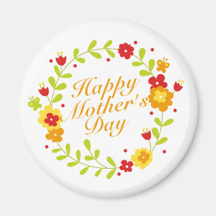 Simple Happy Moederdag Floral Wreath Magnet Magneet