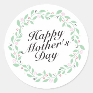 Simple Happy Moederdag Floral Wreath Sticker