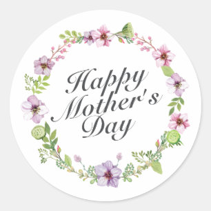 Simple Happy Moederdag Floral Wreath Sticker