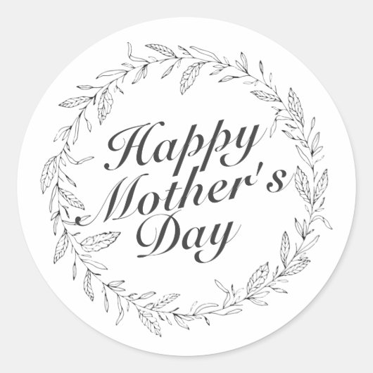 Simple Happy Moederdag Floral Wreath Sticker (Voorkant)