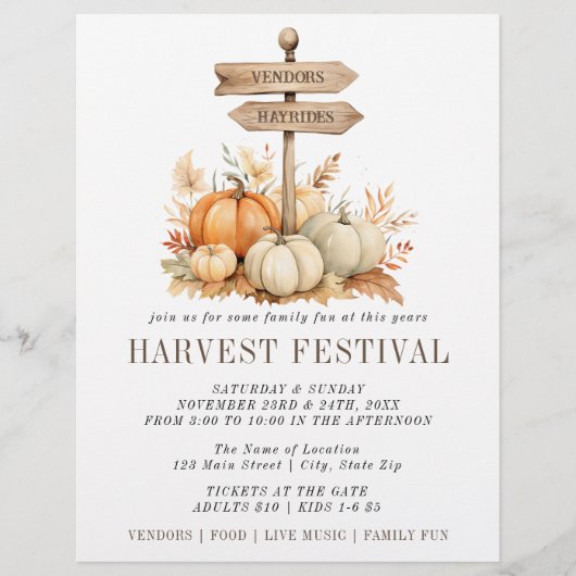 Simple Harvest Festival pompoen Flyer (Voorkant)