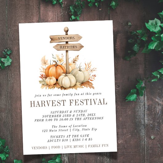 Simple Harvest Festival pompoen uitnodiging