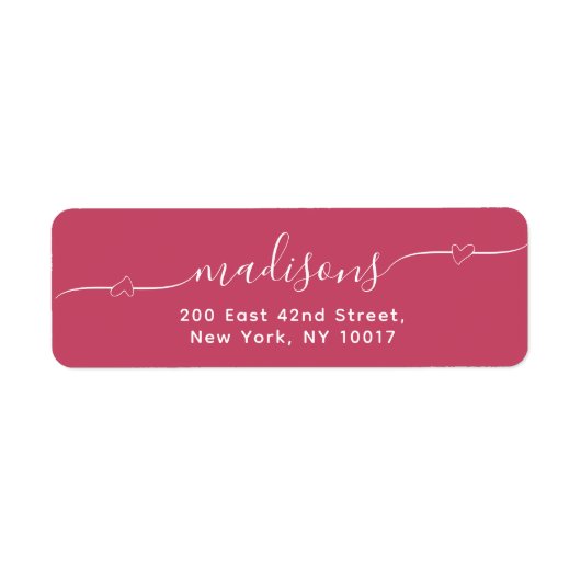 Simple Heart Handwritten Script Red Etiket (Voorkant)