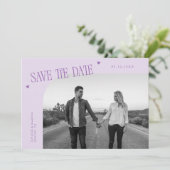 Simple Heart Lilac Curved Frame Photo Save The Date (Staand voorkant)