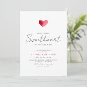 Simple Heart Little Sweetheart Baby Shower Kaart (Staand voorkant)