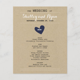 Simple Heart Wedding Menu Kaart
